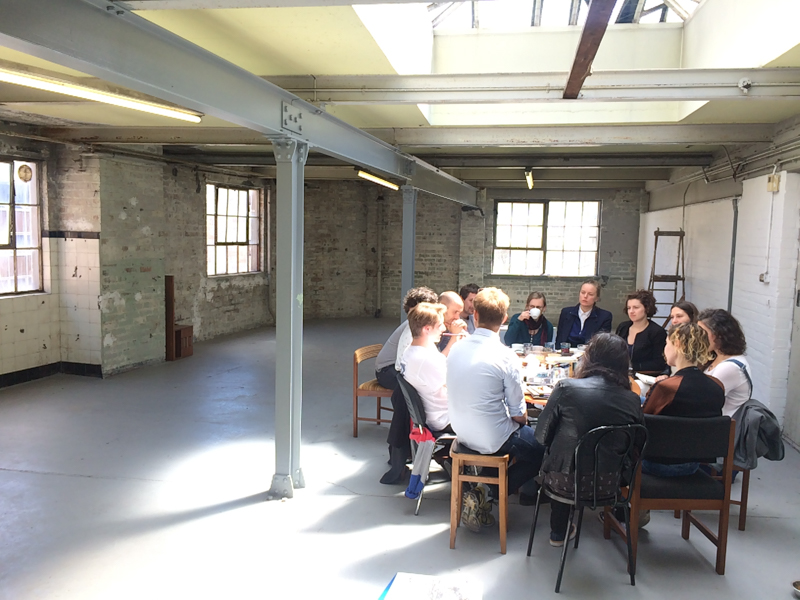 Discussions at The Biscuit Factory - this years exhibition space in Edinburgh_