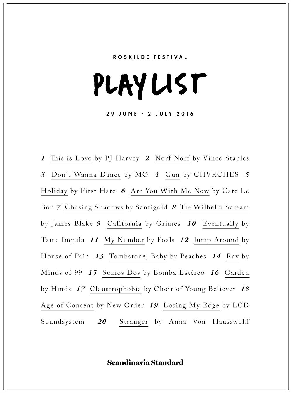 Roskilde Festival Playlist 2016 Party in a Post | Scandinavia Standard