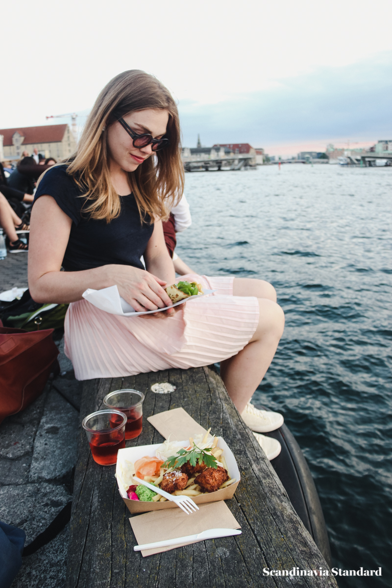 Eating at Copenhagen Street Food Fish and Chips