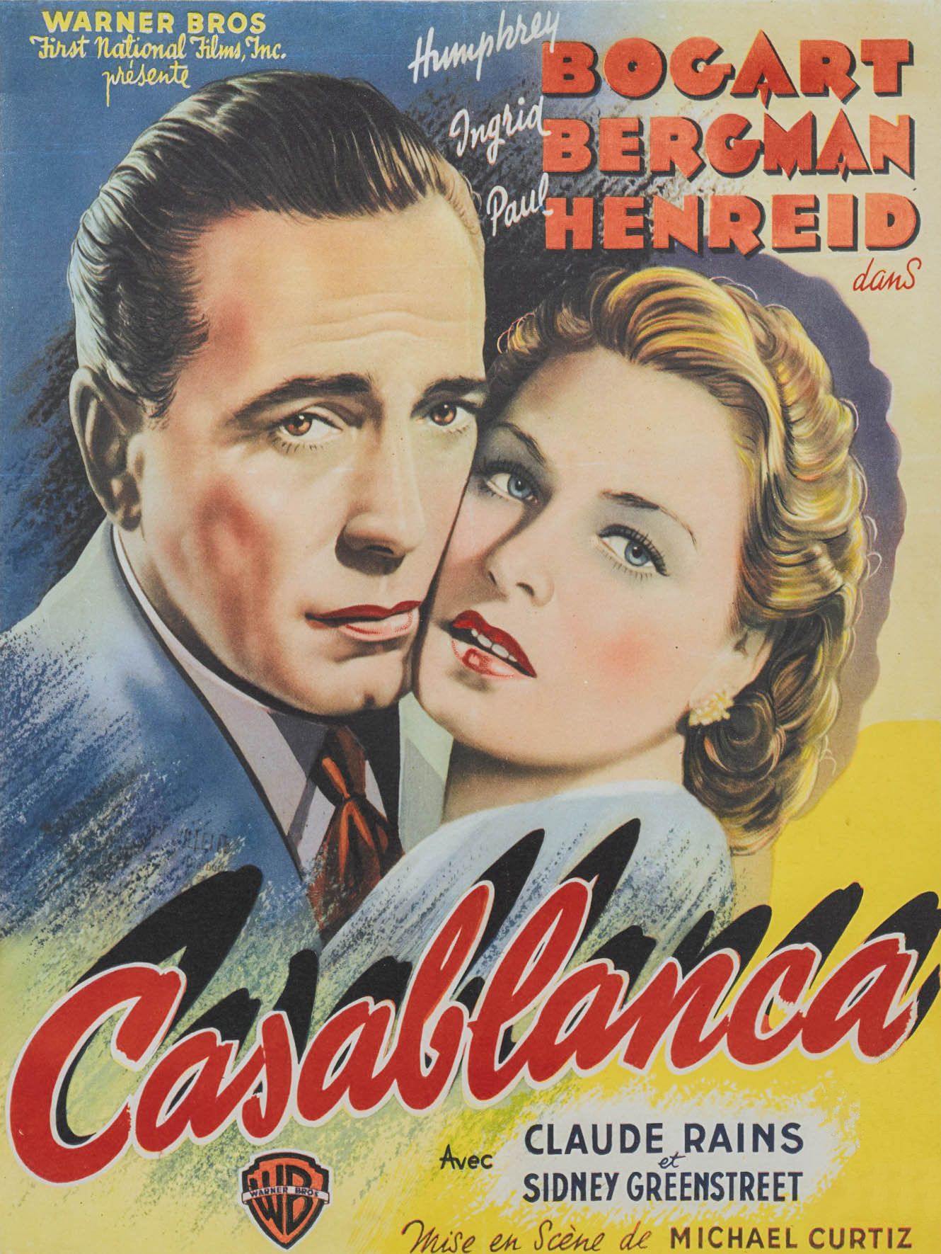 A movie poster featuring Ingrid Bergman in Casablanca.