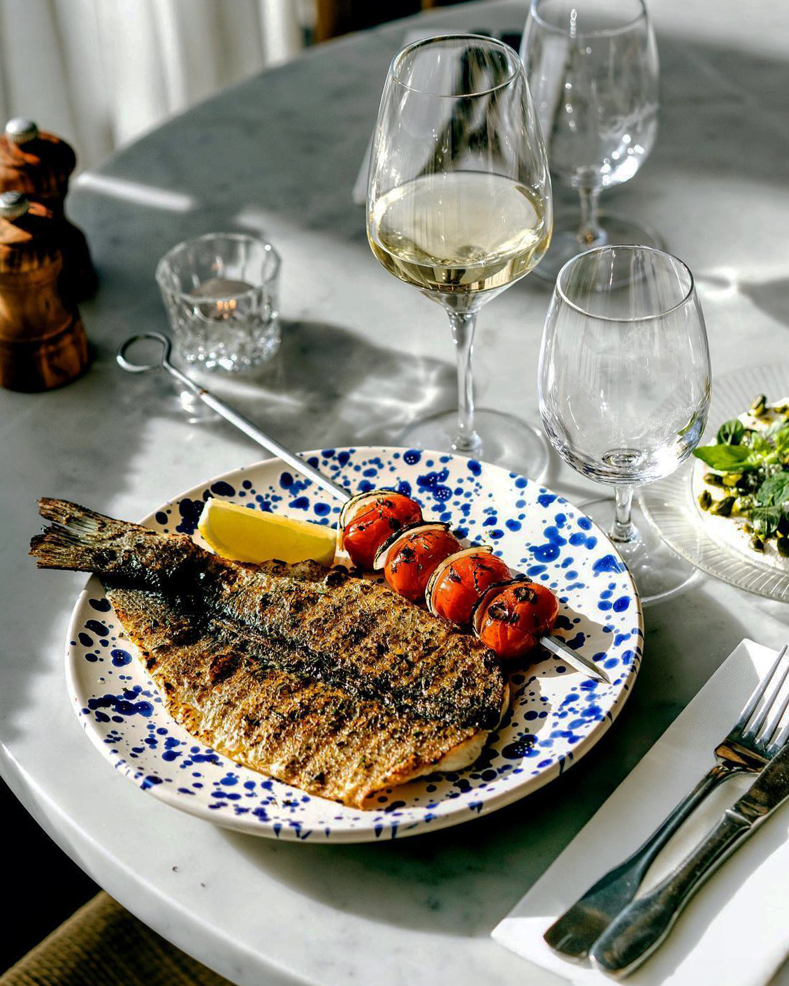 A plate of fish at a Copenhagen restaurant.