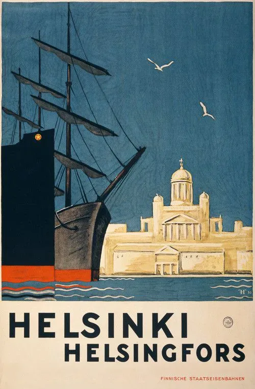 A vintage poster for helsinki helsingfors.