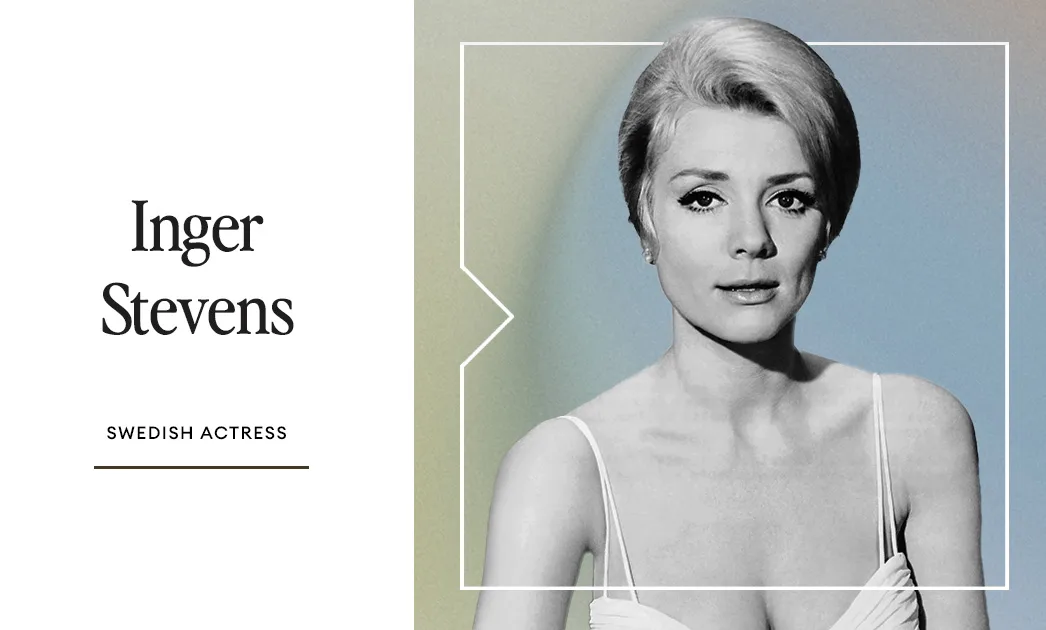 An image of Inger Stevens, a Scandinavian woman, with the words "Inger Stevens.