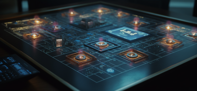 An image of a futuristic board game with lights on it.