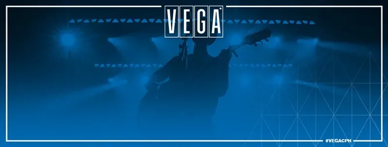A blue background with the words vega on it.
