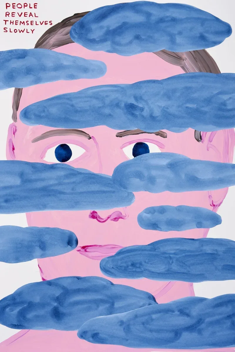 The cover of a book with a man's face covered in clouds.