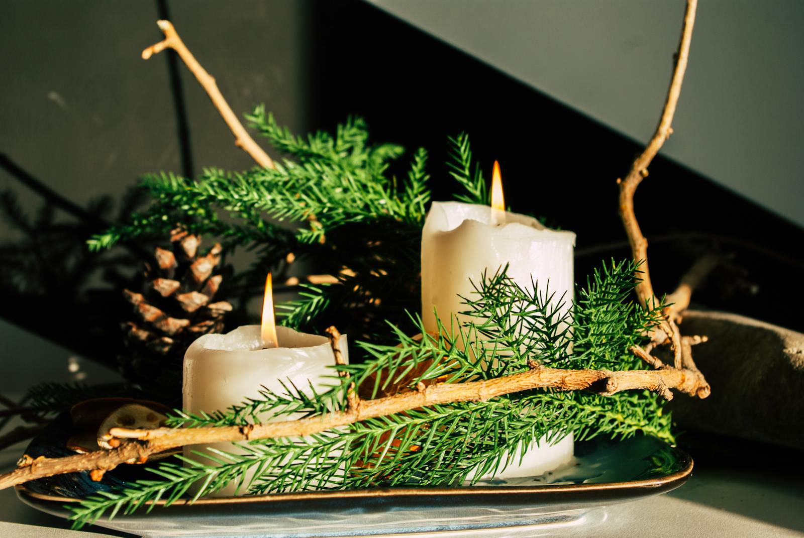 Scandinavian winter gathering candles