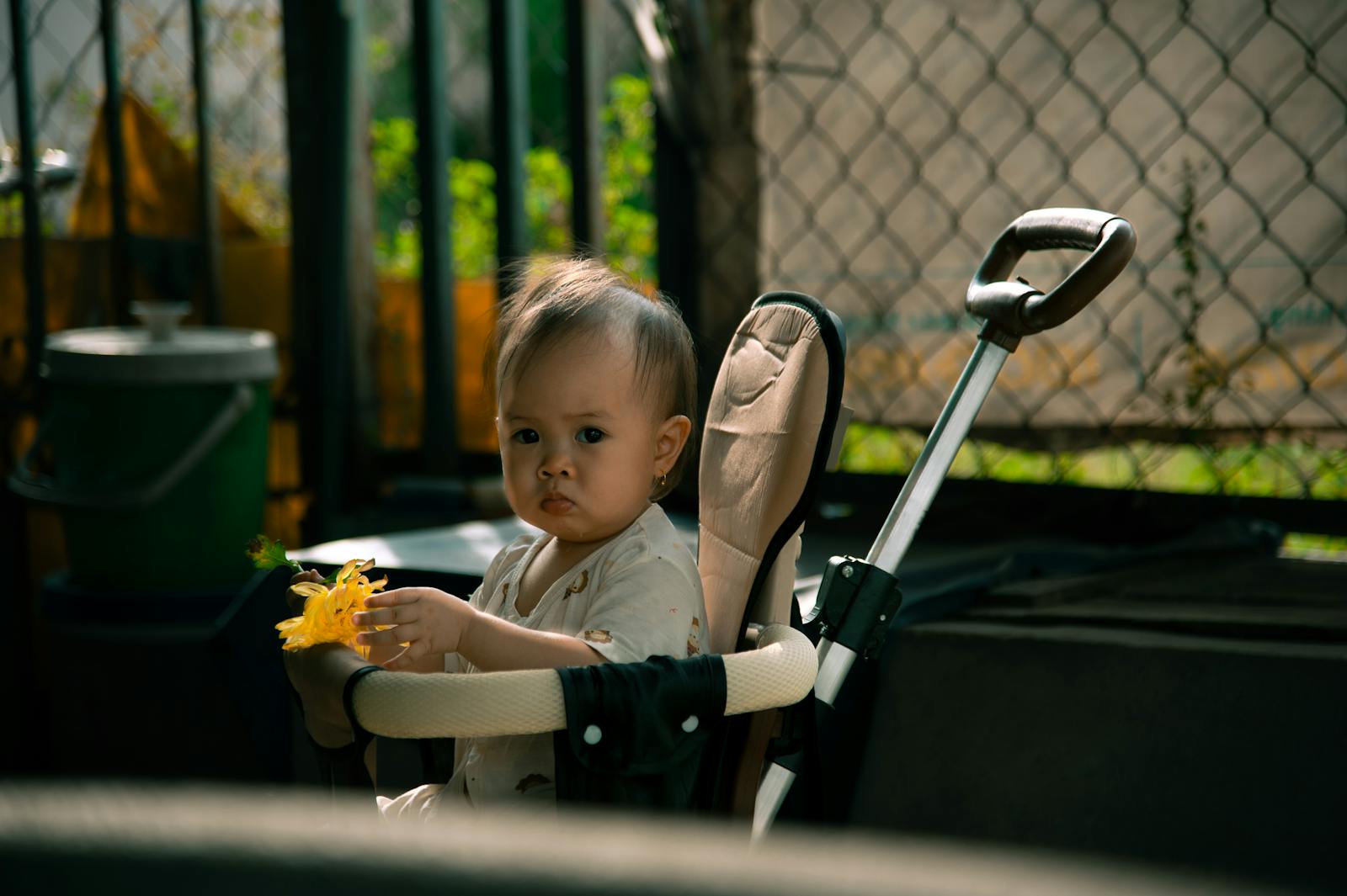 strollers outside Nordic cafe