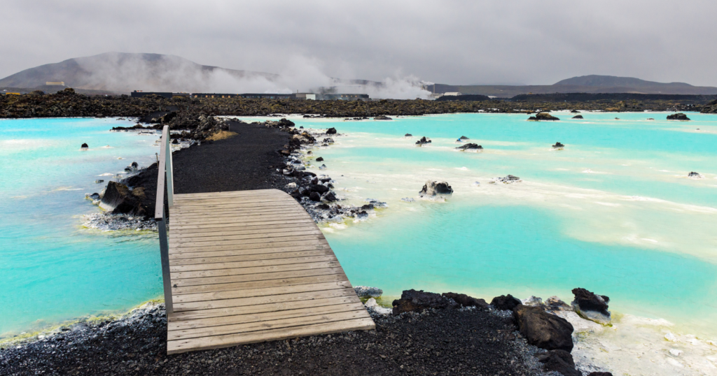 Iceland’s Blue Lagoon is the runoff pond of the Svartsengi geothermal plant, which began dumping hot brine on a lava field in 1976 expecting it to drain away, and the silica in the cooling water sealed the porous rock instead, caulking the basin of the country’s most visited attraction