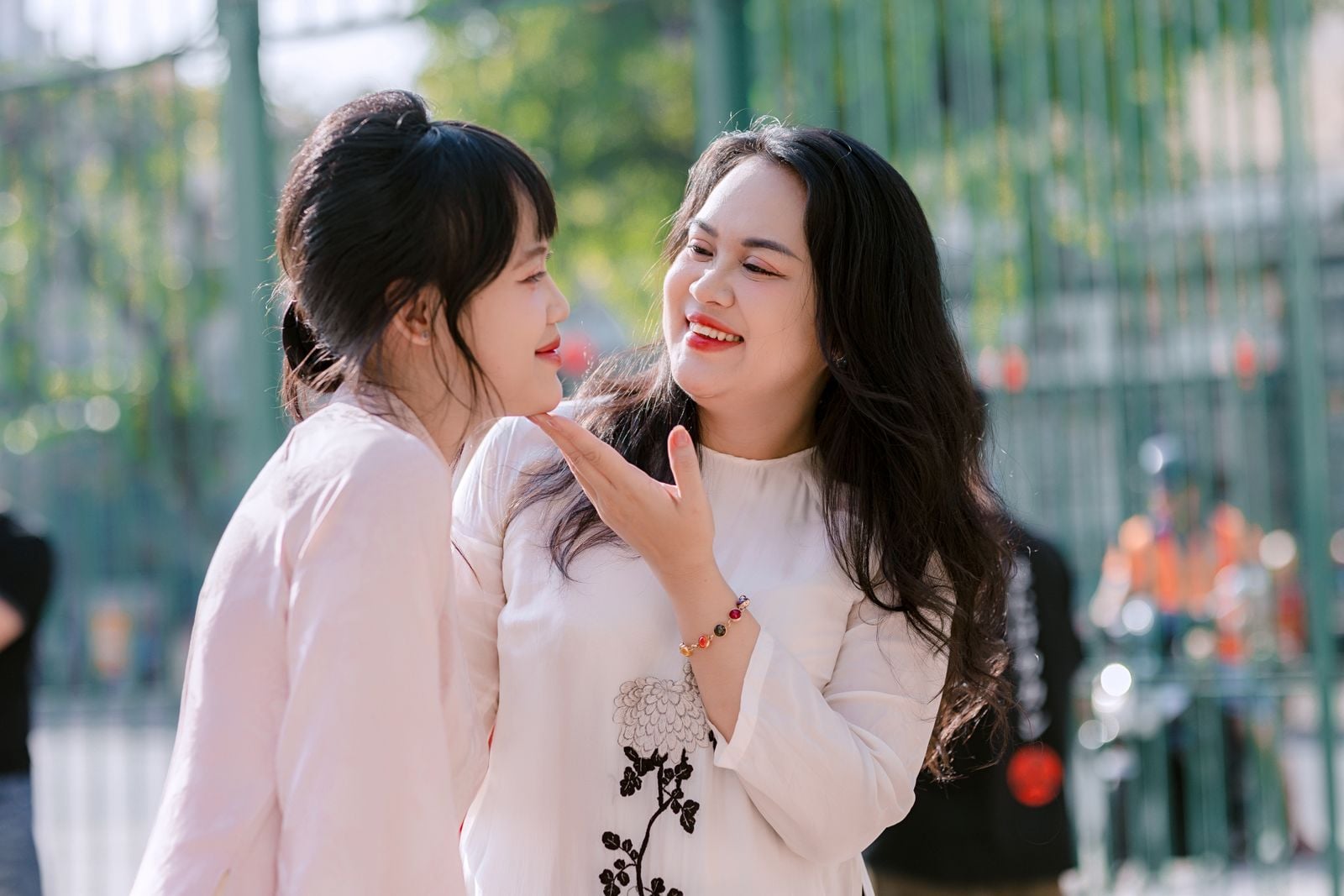 two friends quiet conversation