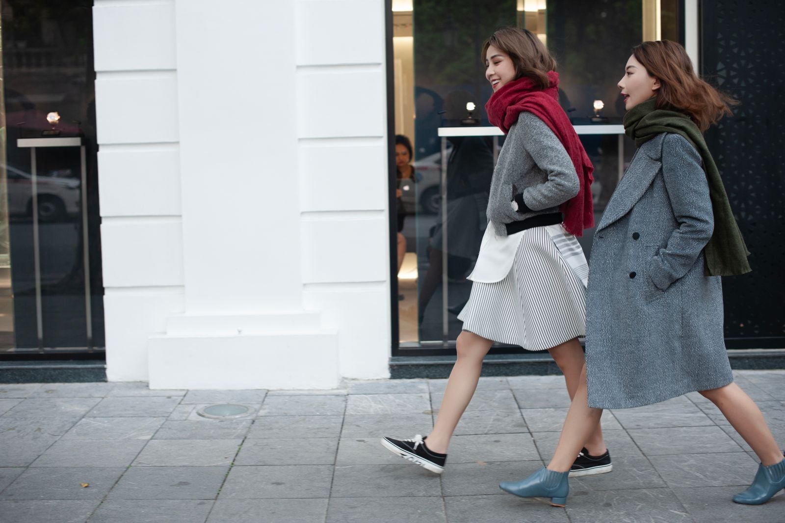 two friends walking