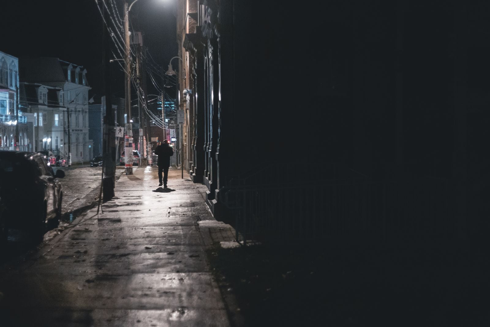 walking alone city evening